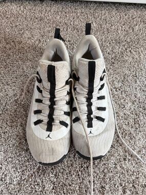 Jordan Beige and Black Jumpman Trainers